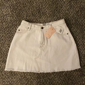 white denim mini skirt